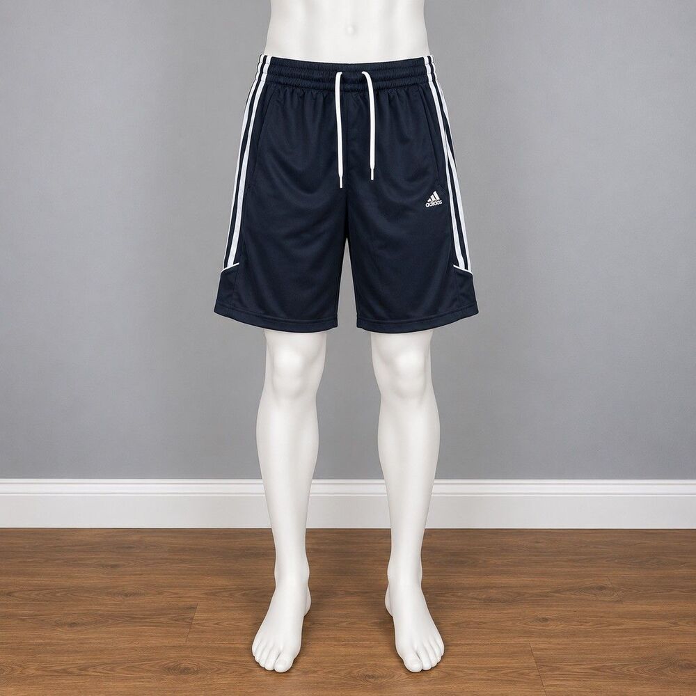 Adidas Mens M Climalite Shorts Black White 3 Stripe Basketball Athletic Gym